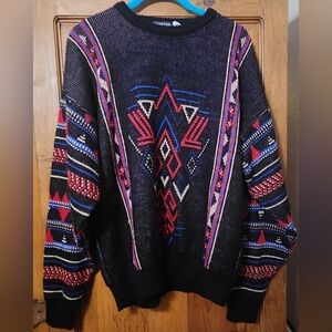 Vintage American Hero Southwest Print Black Sweater Size XL